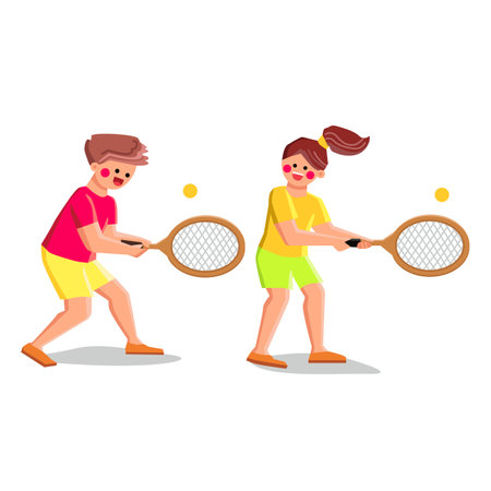 game kid tennis vectorのイラスト素材