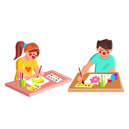 art painting boy girl vectorのイラスト素材