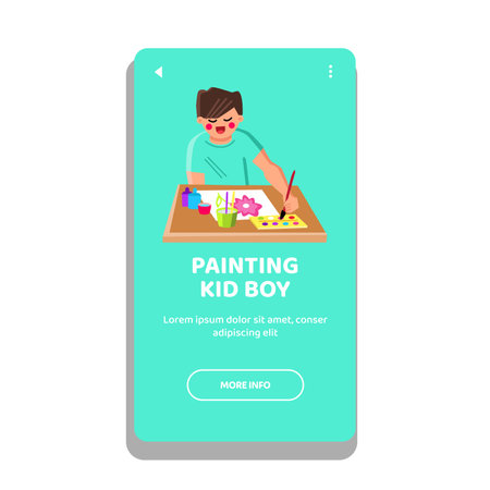 child painting kid boy vectorのイラスト素材