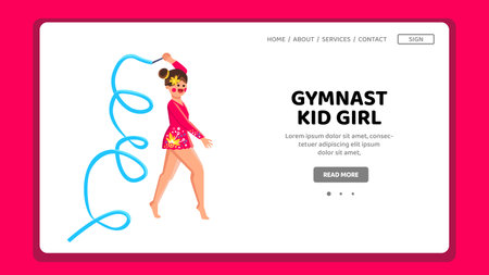 fitness gymnast kid girl vectorのイラスト素材