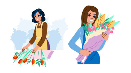 flower florist woman vectorのイラスト素材