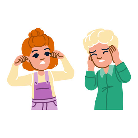 person plugging ears kid vectorのイラスト素材