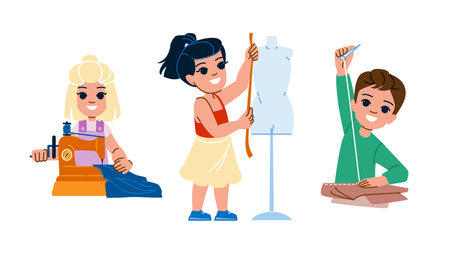 embroidery sewing kid vectorのイラスト素材