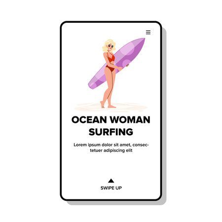 surfboard ocean woman surfing vectorのイラスト素材