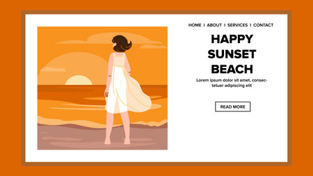 summer happy sunset beach vectorのイラスト素材