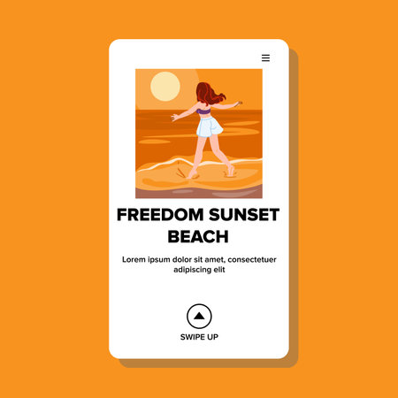 vacation freedom sunset beach vectorのイラスト素材