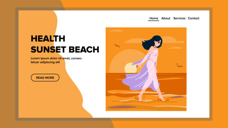 woman health sunset beach vectorのイラスト素材