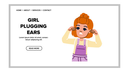 loud girl plugging ears vectorのイラスト素材