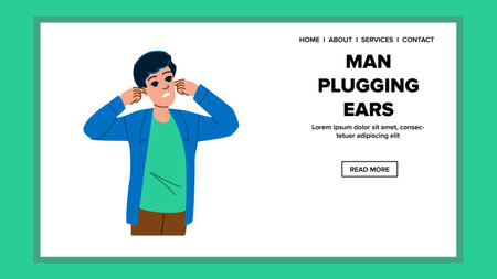 plug man plugging ears vectorのイラスト素材