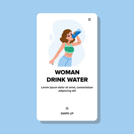 glass woman drink water vectorのイラスト素材