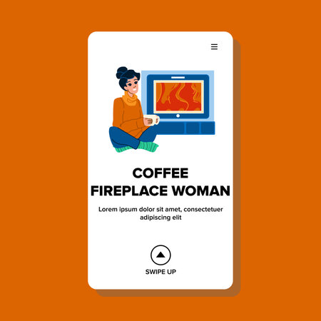 fire coffee fireplace woman vectorのイラスト素材