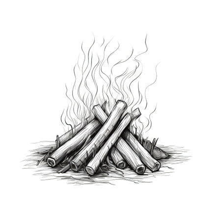 campfire bonfire ai generated. night bonfire, fire summer, nature firewood campfire bonfire illustrationの素材