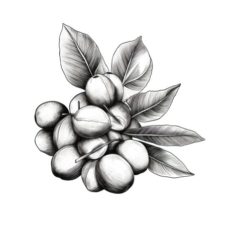 leaf macadamia ai generated. nuts top, view core, kernel crack leaf macadamia illustrationの素材