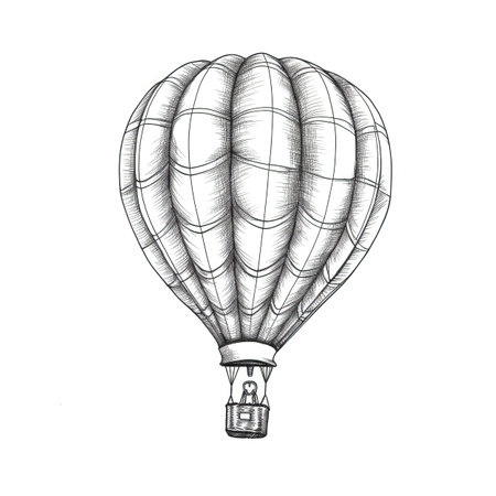 travel hot air balloon ai generated. sky ship, flight icon, silhouette cloud travel hot air balloon illustrationの素材