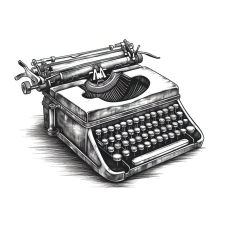 write vintage typewriter ai generated. retro antique, story paper, office background write vintage typewriter illustrationの素材
