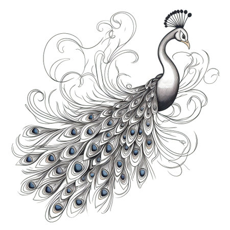 animal vibrant peacock ai generated. green feather, color bird, closeup abstract animal vibrant peacock illustrationの素材