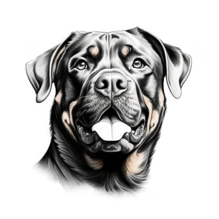 pet Rottweiler Dog ai generated. poodle dachshund, terrier boxer, pomeranian black pet Rottweiler Dog illustrationの素材