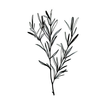 leaf rosemary leaves ai generated. plant food, green fresh, top view leaf rosemary leaves illustrationの素材