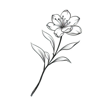 tea Jasmine flower ai generated. petal summer, plant top, outline view tea Jasmine flower illustrationの素材