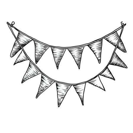 background party bunting flags ai generated. happy carnival, green string, banner decor background party bunting flags illustrationの素材