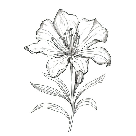 spring Alstroemeria flower ai generated. summer plant, nature bouquet, green pink spring Alstroemeria flower illustrationの素材