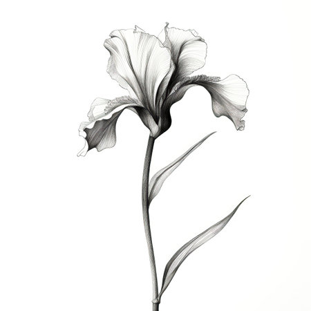 black Iris flower ai generated. spring garden, background peony, poppy summer black Iris flower illustrationの素材