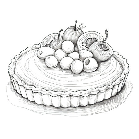 blueberry fruit tart ai generated. raspberry berry, berries french, fresh ricotta blueberry Fruit tart illustrationの素材