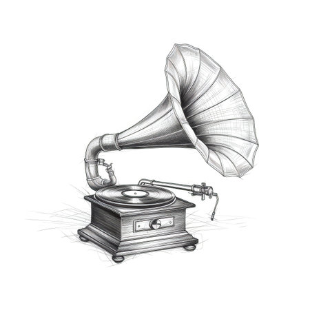 music gramophone ai generated. retro vinyl, old antique, classic speaker music gramophone illustrationの素材