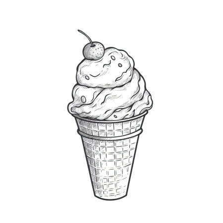 strawberry ice cream ai generated. vanilla sweet, gelato food, summer pink strawberry ice cream illustrationの素材