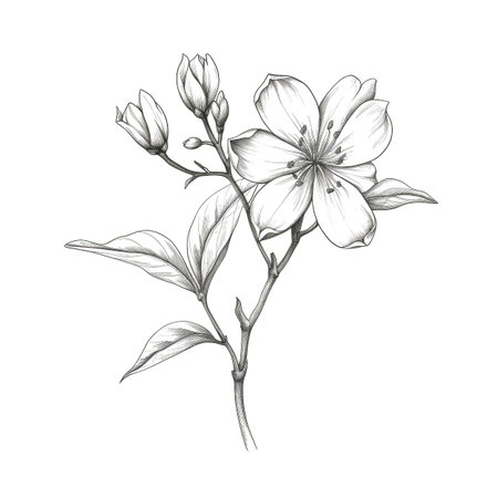 green Jasmine flower ai generated. leaf tea, petal summer, plant top green Jasmine flower illustrationの素材