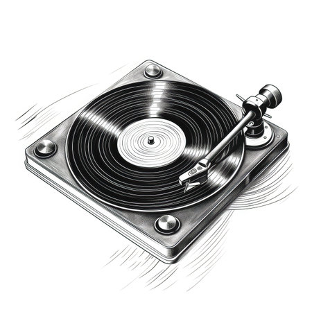 music vinyl ai generated. record disc, plate disco, dj lp music vinyl illustrationの素材
