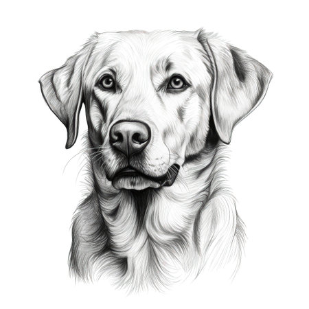 golden Labrador Retriever Dog ai generated. lab portrait, yellow sit, brown park golden Labrador Retriever Dog illustrationの素材