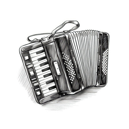 harmonia accordion ai generated. icon accordian, music harmonica, instrument old harmonia accordion illustrationの素材