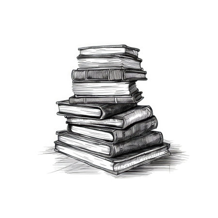textbook stack of books ai generated. library literature, knowledge read, pile education textbook stack of books illustrationの素材