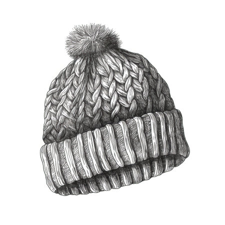 cap knitted hat ai generated. winter knit, wool fashion, beanie scarf cap knitted hat illustrationの素材