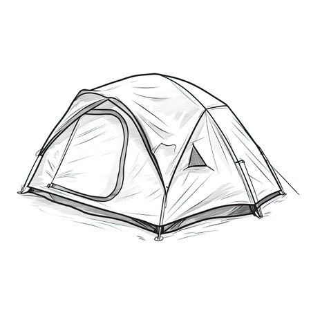 forest camping tent ai generated. summer outdoor, background picnic, nature hiking forest camping tent illustrationの素材
