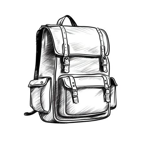 study Backpack school ai generated. back education, child student, college yellow study backpack school illustrationの素材