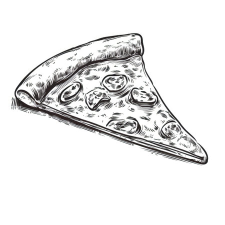 view pizza slice ai generated. margarita food, piece salami, margherita mozzarella view pizza slice illustrationの素材