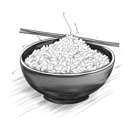 food rice ai generated. chinese harvest, sketch paddy, ear yellow food rice illustrationの素材