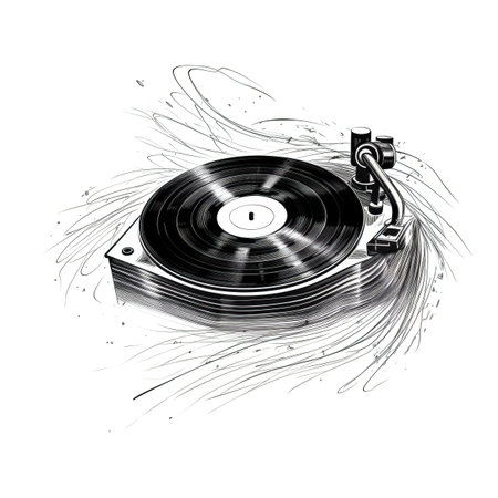 record vinyl ai generated. disc plate, disco dj, lp black record vinyl illustrationの素材