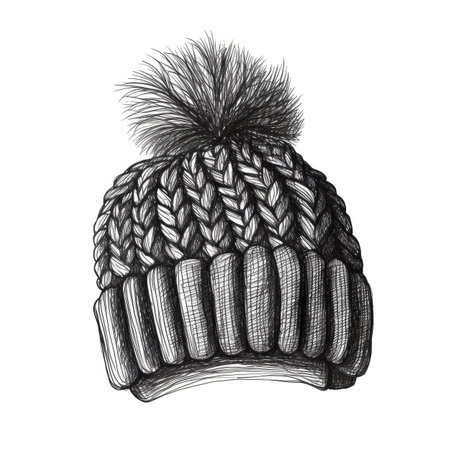 wool knitted hat ai generated. fashion beanie, scarf icon, background cloth wool knitted hat illustrationの素材