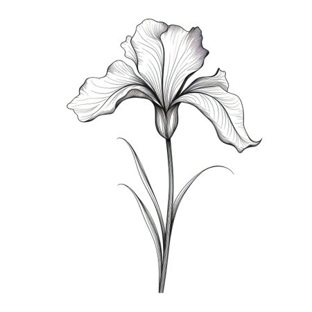 spring iris flower ai generated. garden background, peony poppy, summer wild spring Iris flower illustrationの素材