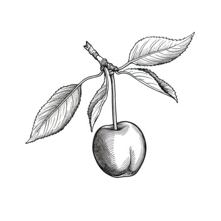 red cherry ai generated. cherry sour, background fruit, leaf sweet red cherry illustrationの素材