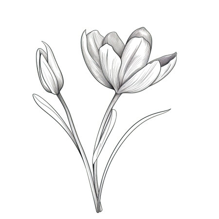 spring Crocus flower ai generated. purple violet, saffron background, garden blue spring Crocus flower illustrationの素材