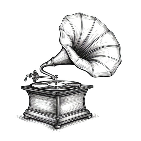 player gramophone ai generated. record music, retro vinyl, old antique player gramophone illustrationの素材