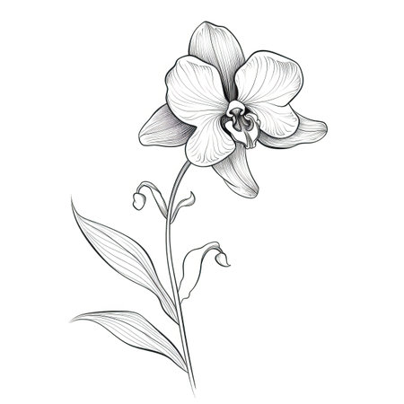 leaf Orchid flower ai generated. blossom summer, watercolor pink, branch green leaf Orchid flower illustrationの素材