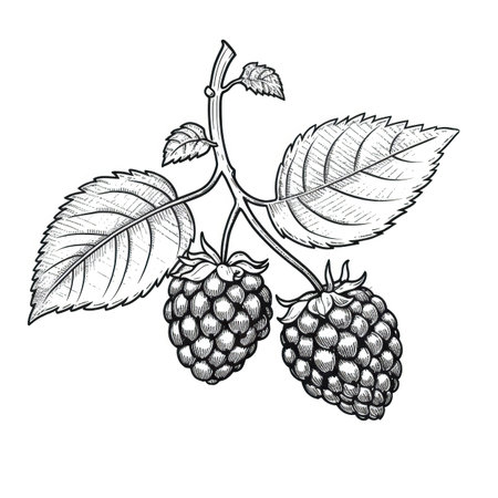 leaf raspberry ai generated. raspberry berry, dessert green, plant fresh leaf raspberry illustrationの素材