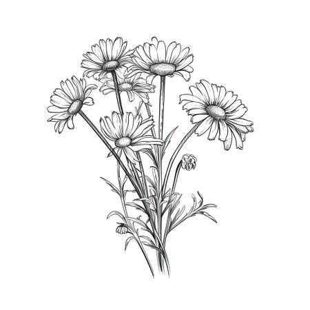 daisy chamomile ai generated. camomile background, blossom floral, summer bouquet daisy chamomile illustrationの素材