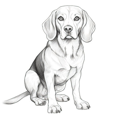 animal Beagle Dog ai generated. canine cute, studio funny, sitting icon animal Beagle Dog illustrationの素材
