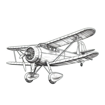plane Vintage Airplane ai generated. retro aircraft, pilot air, old aviation plane Vintage Airplane illustrationの素材